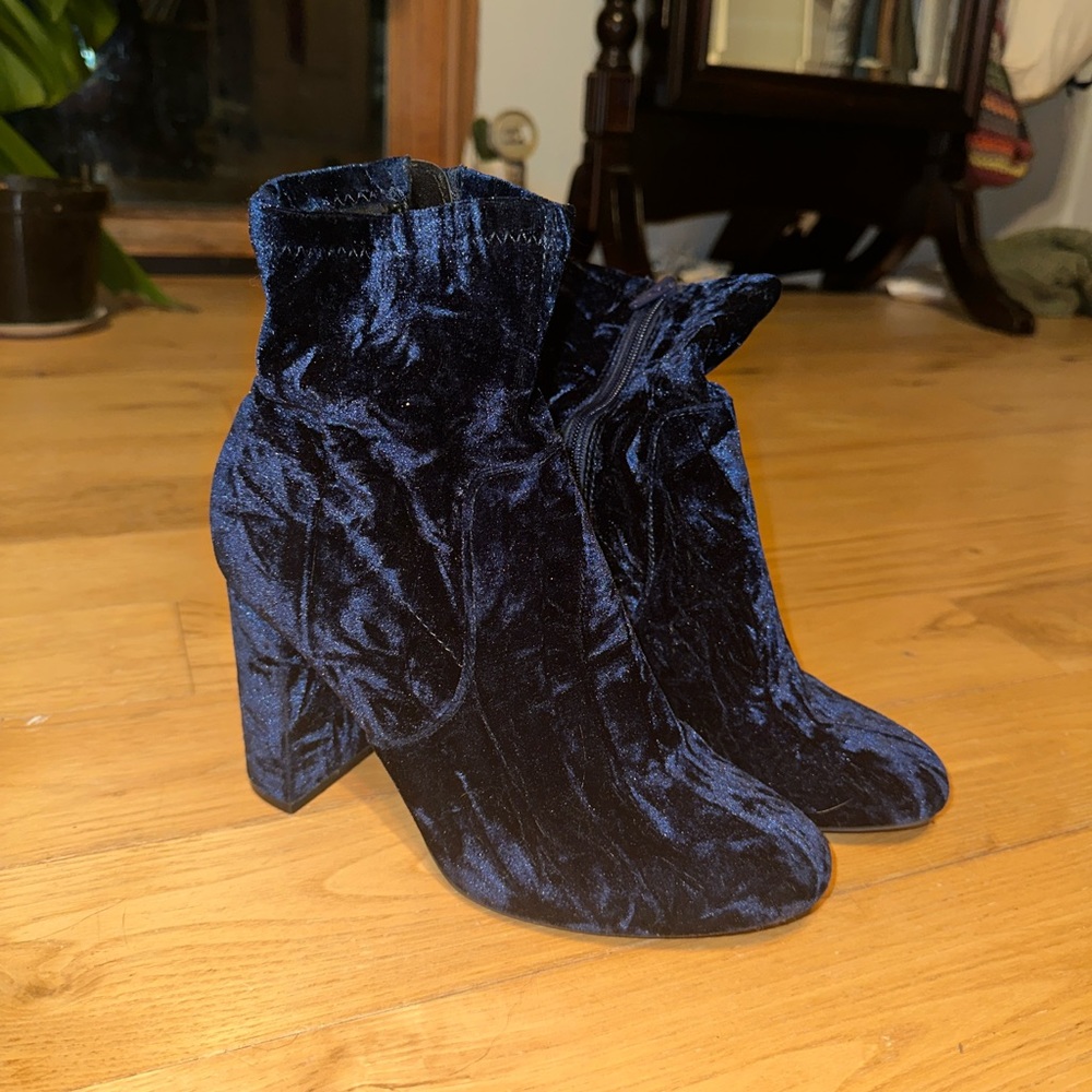 Blue heeled boots